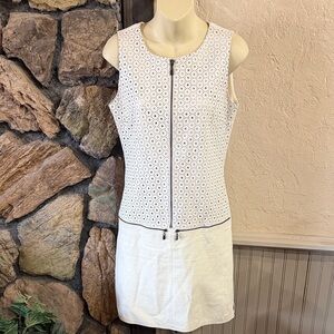 My Tribe Ivory Sleeveless Leather Mini Dress